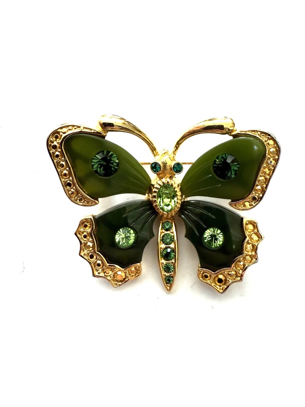 JOAN RIVERS Green Butterfly Pin Brooch